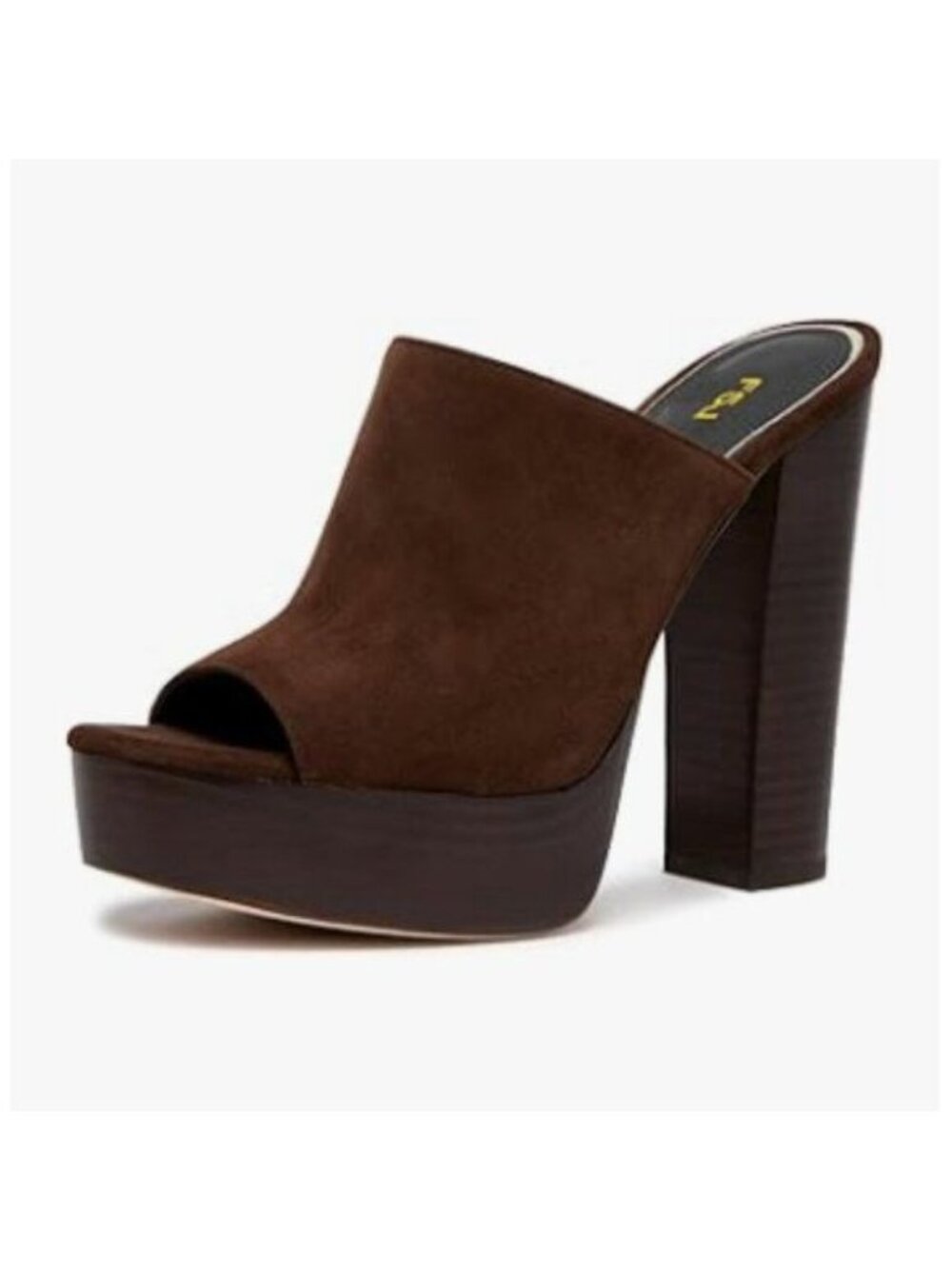 FSJ Coffee Open Toe Mules Platform Clog Block High Heel Slide Sandal Wooden Shoe